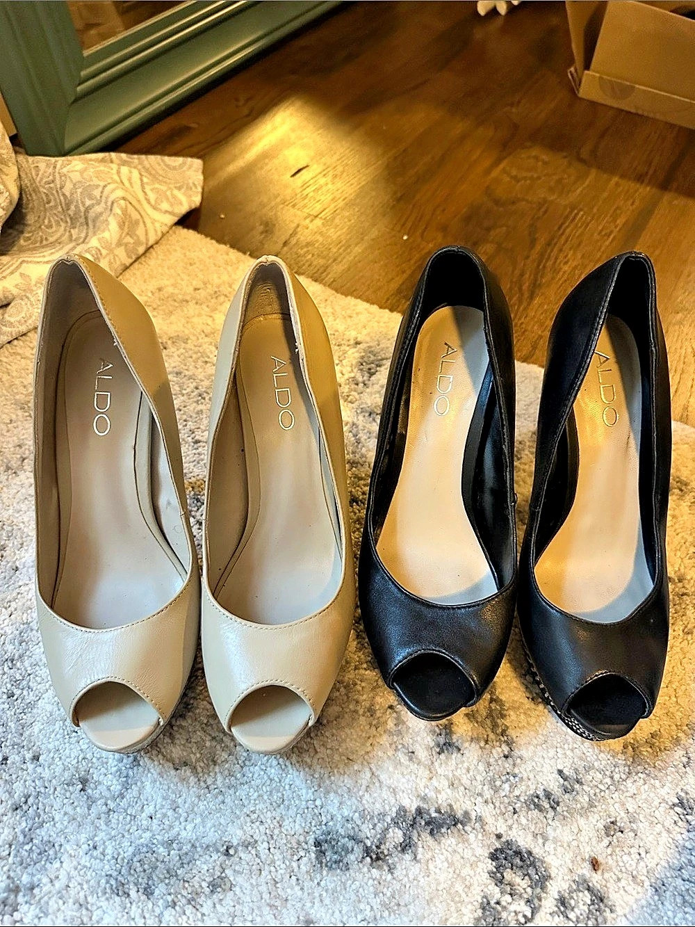ALDO Peep-Toe High Heels Black & Silver